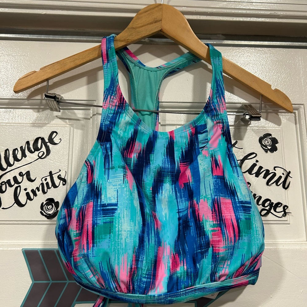 Vibrant Blue and Pink Women's Bikini Top